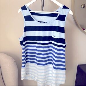 Ricki’s XXL Ombre Striped Cotton Rayon Tank Top Royal Blue Navy Pastel Summer